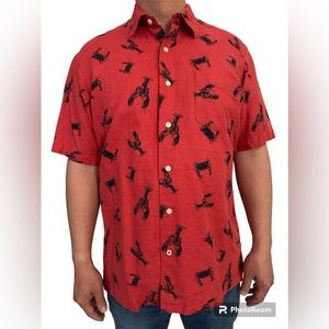 NAUTICA Men’s Lobster Crab Print Button Down Shirt Size M
